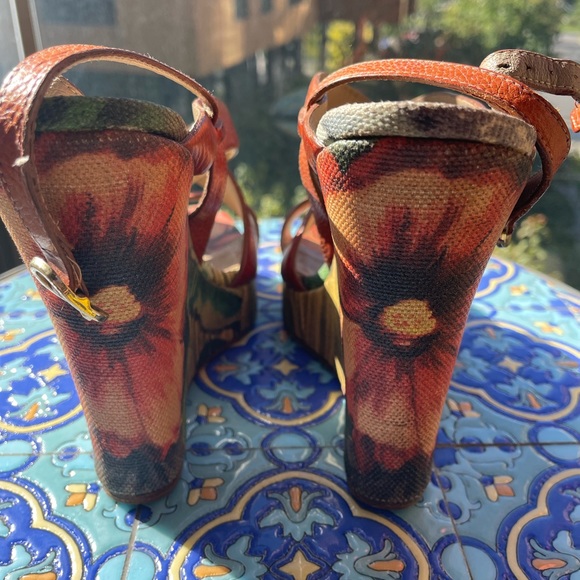 Valentino Multicolor Floral Wedges - Picture 4 of 6